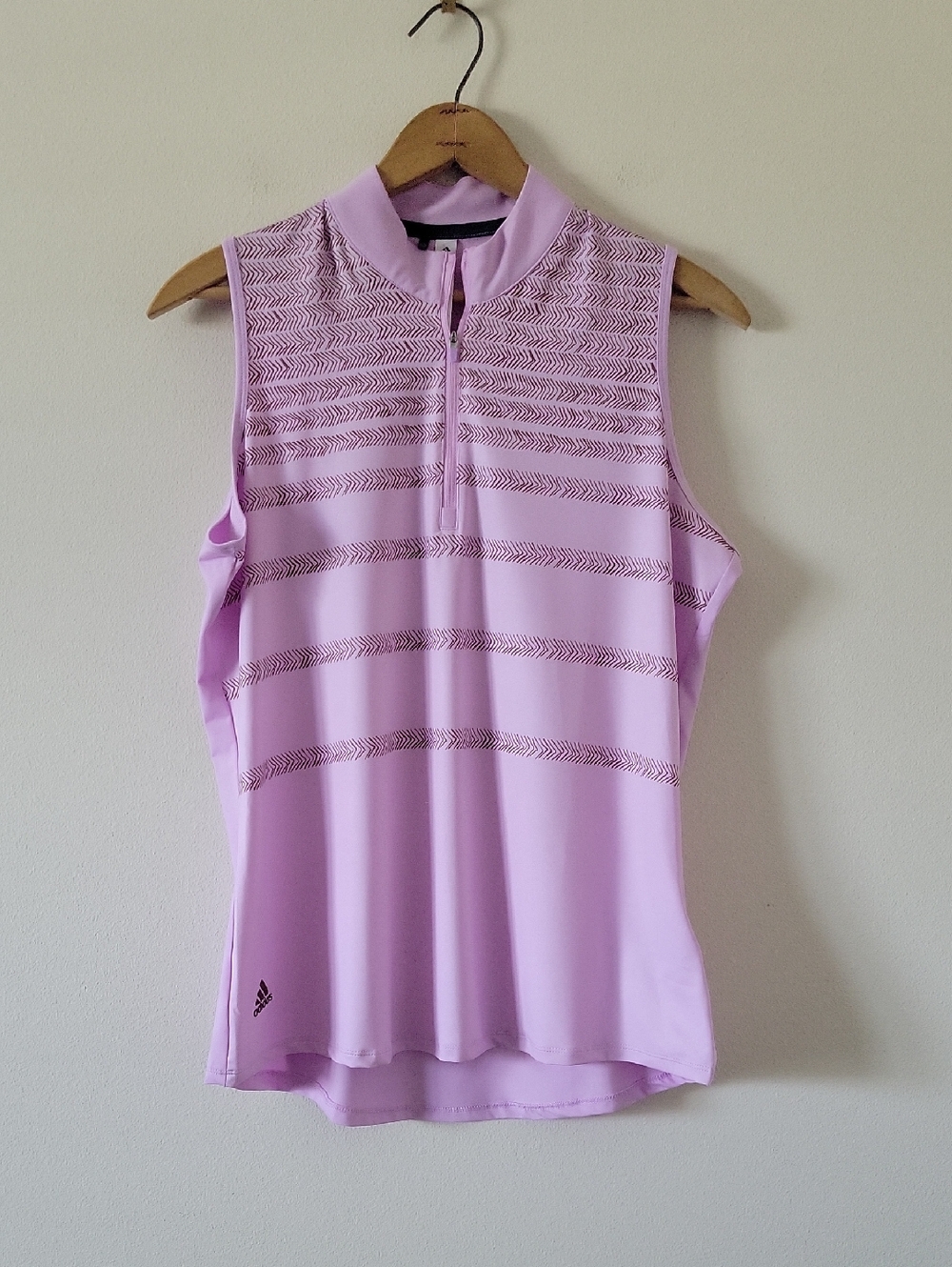 Adidas Purple‎ Herringbone Stripe Sleeveless Polo Shirt Size Large